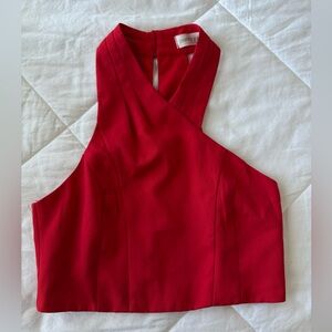 Pants Store Vibrant Red Halter Crop Top